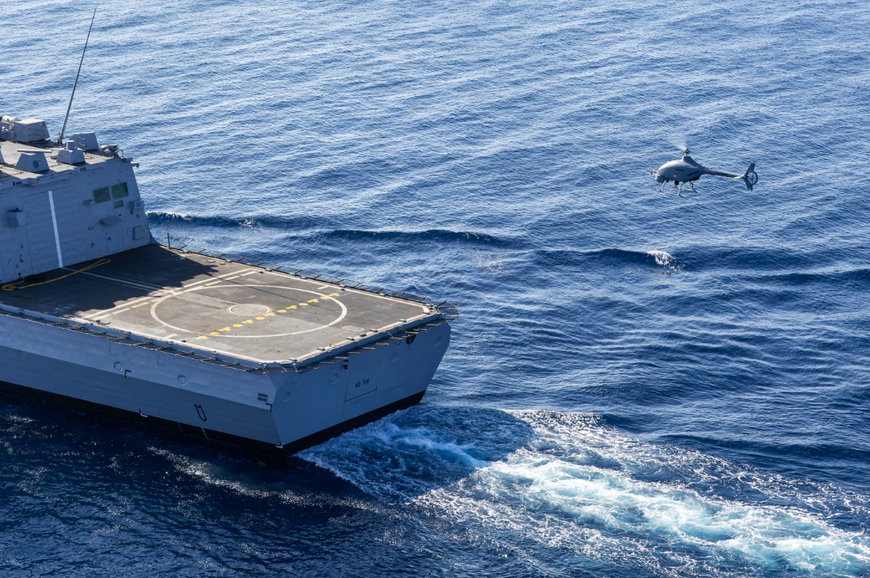 NAVAL UNMANNED AERIAL SYSTEM TESTED AT SEA FROM A FRENCH NAVY FRIGATE